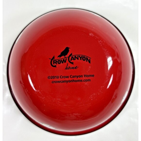 Crow Canyon Home Enamel Popcorn Bowls Red Ceral Bowls Set of 2 - Picture 6 of 7